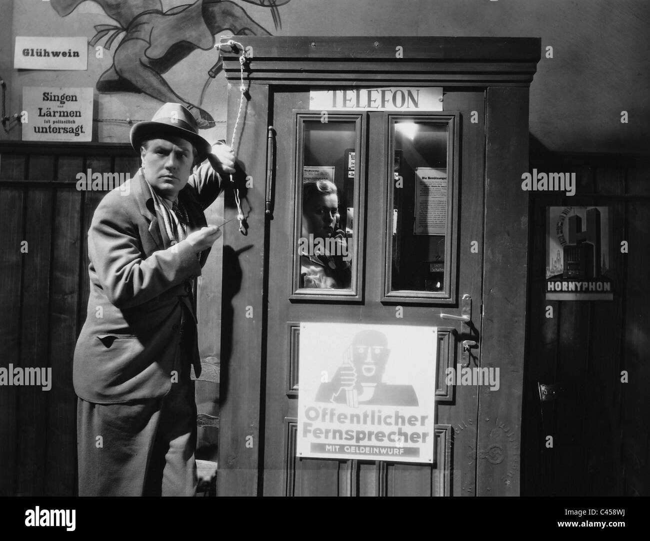 Luise Ullrich in a telephone box, 1936 Stock Photo