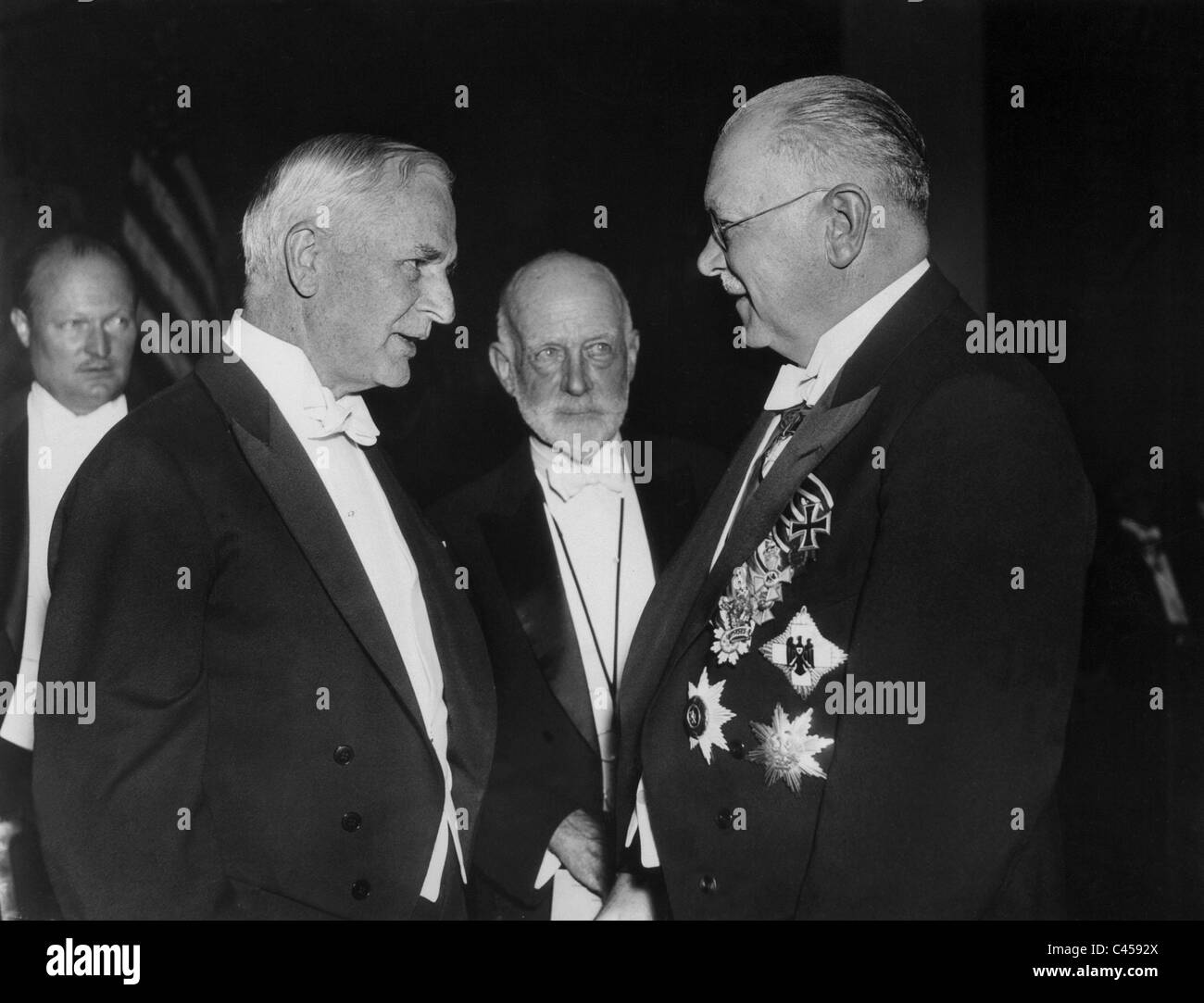 Cordell Hull, William Durand and Julius Doprmueller the World Power Conference in Washington, 1936 Stock Photo