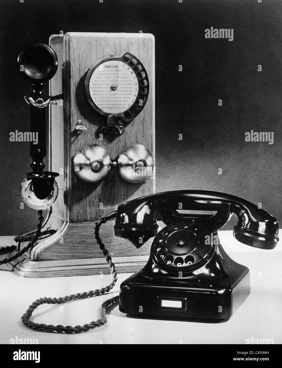 Telephones from 1881 and 1930 Stock Photo