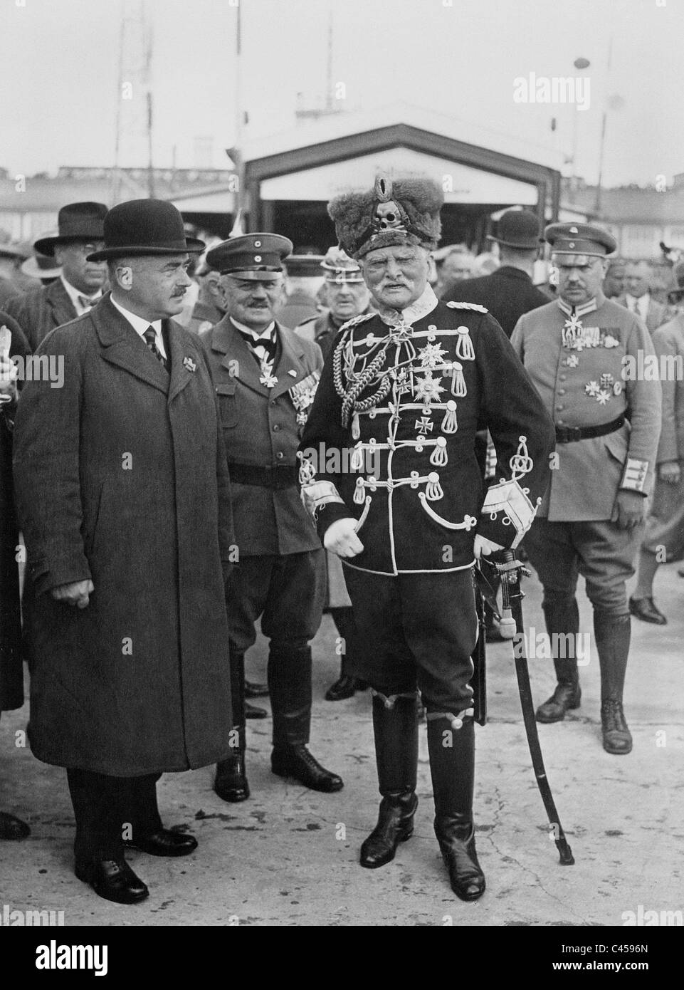 August von Mackensen and Magnus Freiherr von Braun at a roll call of the Stahlhelm, 1932 Stock Photo