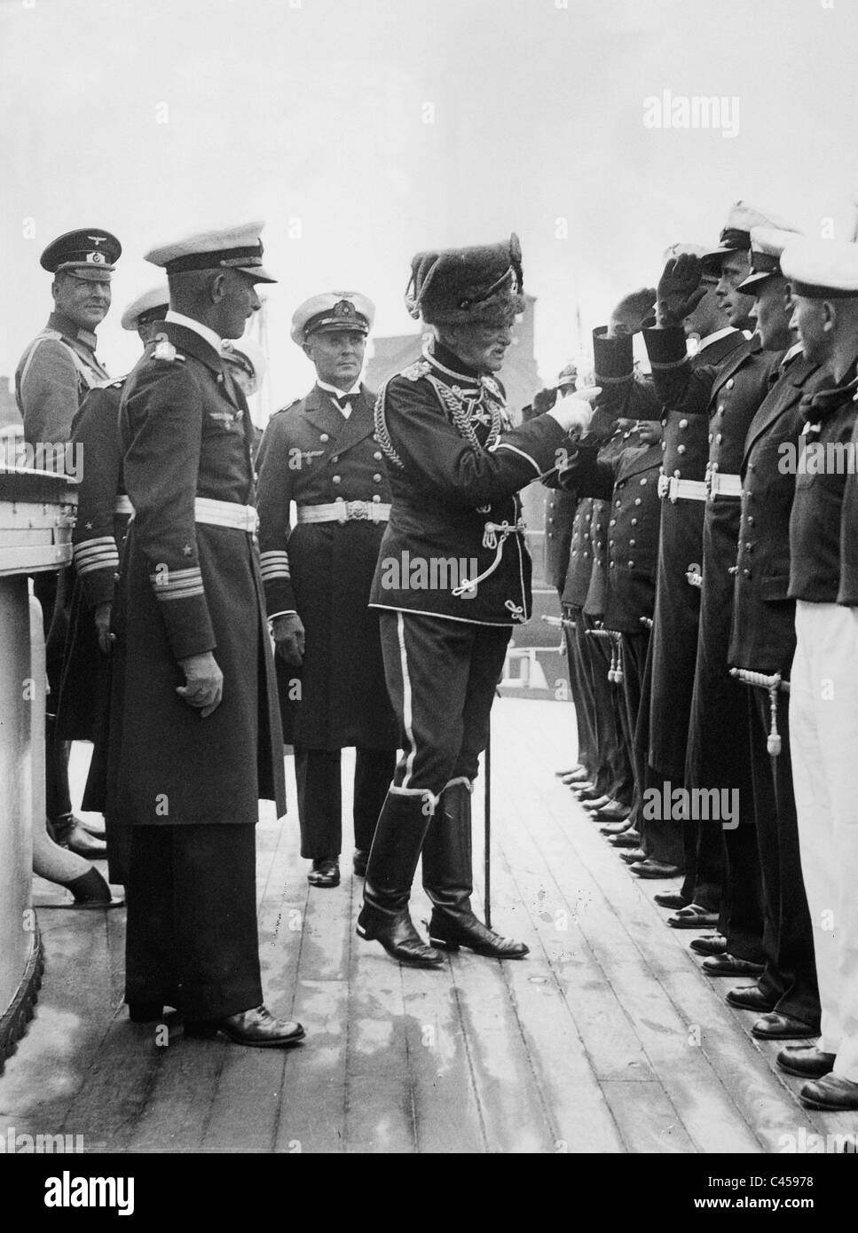 August von Mackensen visits the armored ship 'Deutschland', 1935 Stock Photo