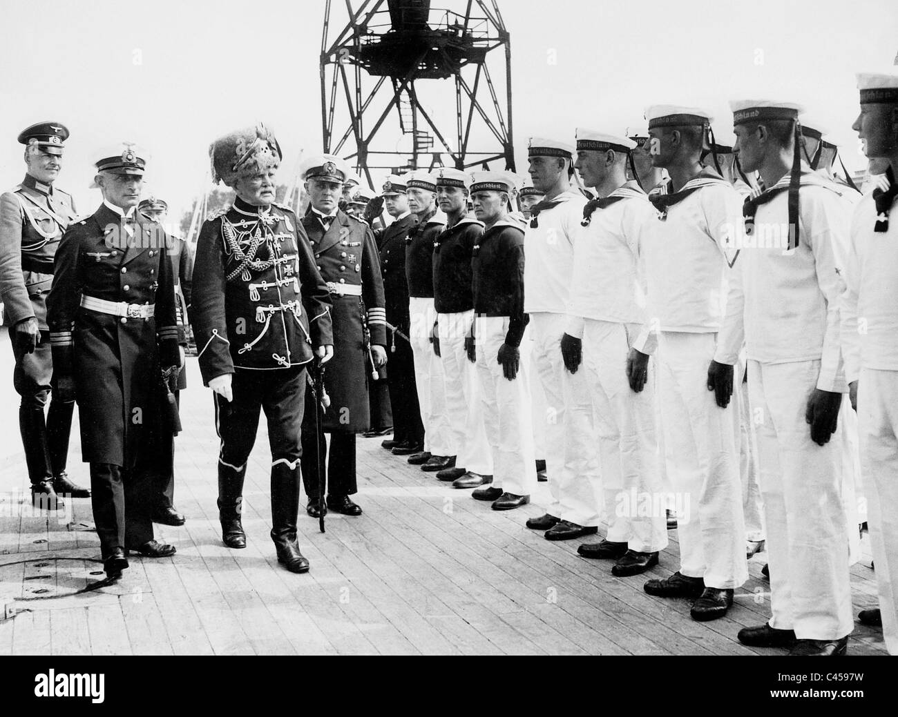 August von Mackensen visited the armored ship 'Deutschland', 1935 Stock Photo