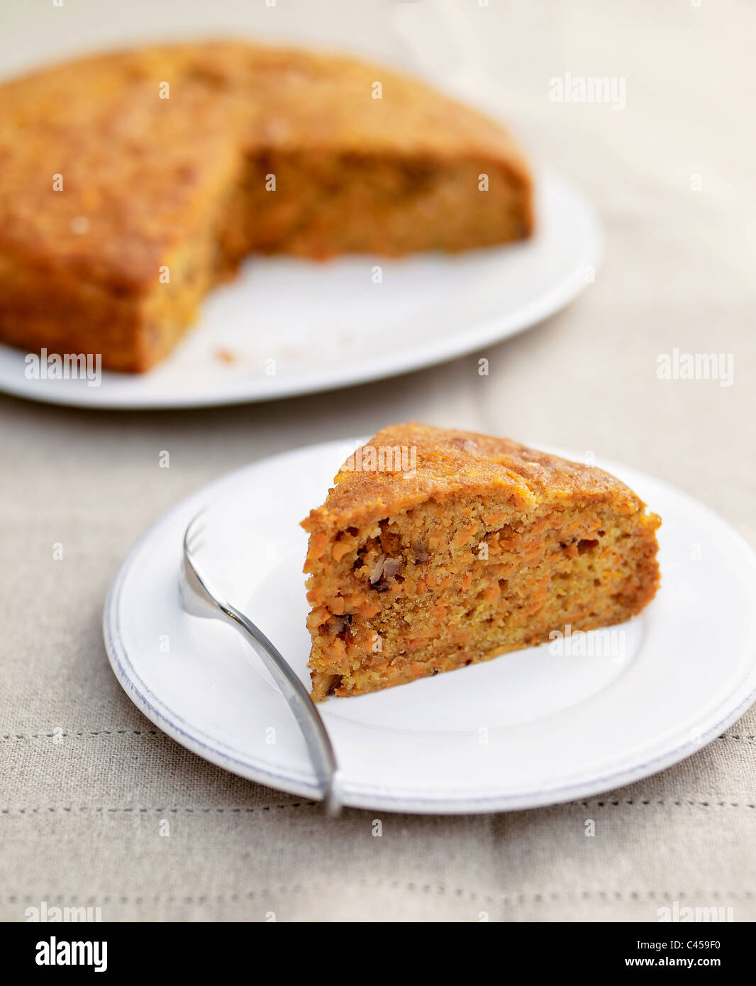 Carrot cake on plate, close-up Stock Photo