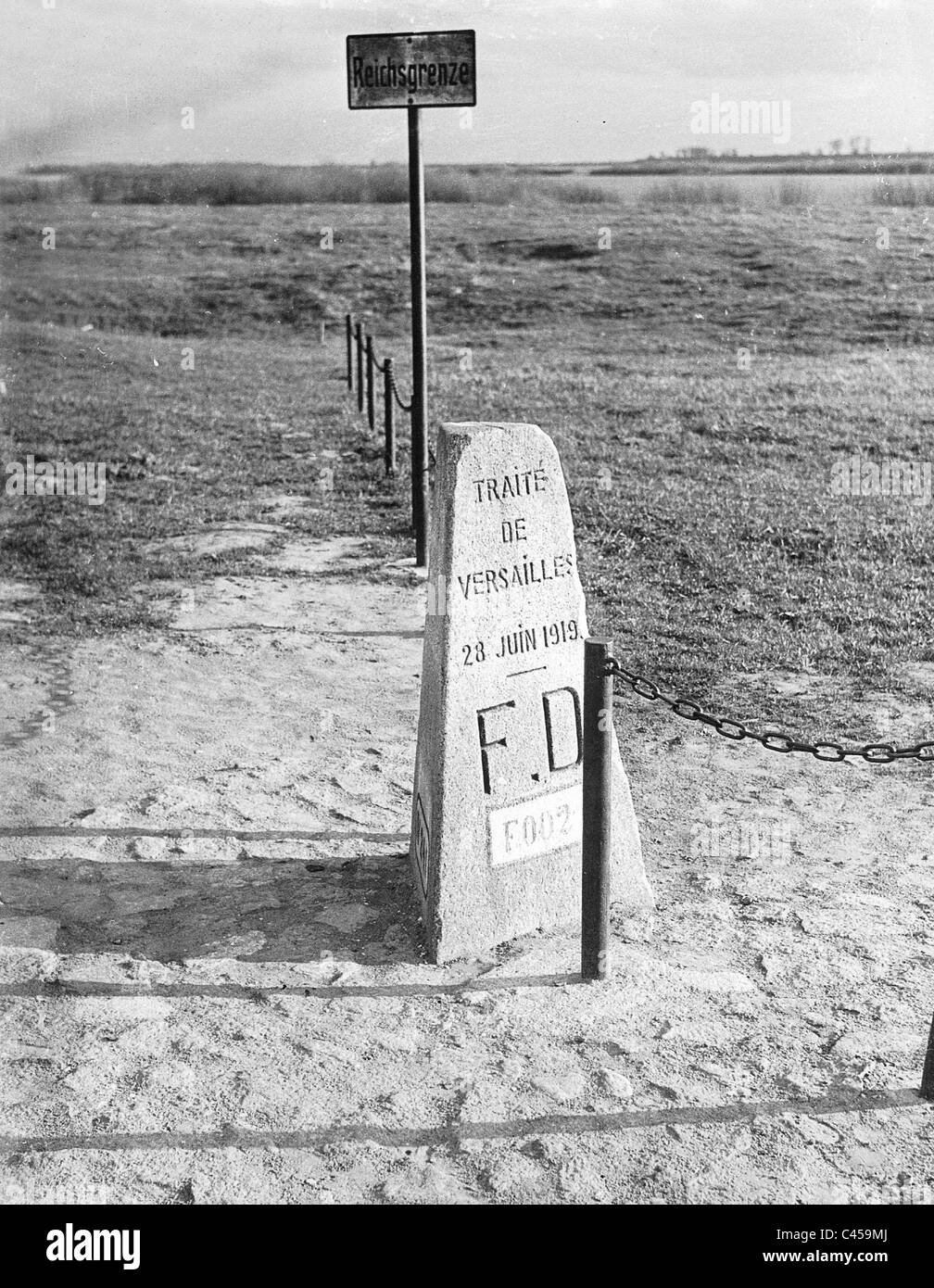 Landmark of the border of Danzig, East Prussia and Poland, 1939 Stock Photo