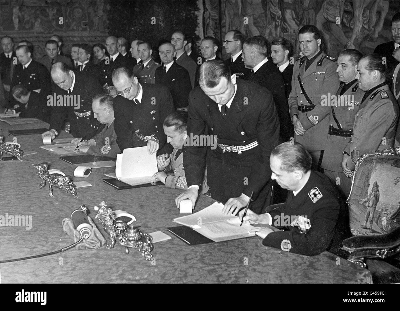 Signing of the Tripartite Pact through Hungary Stock Photo