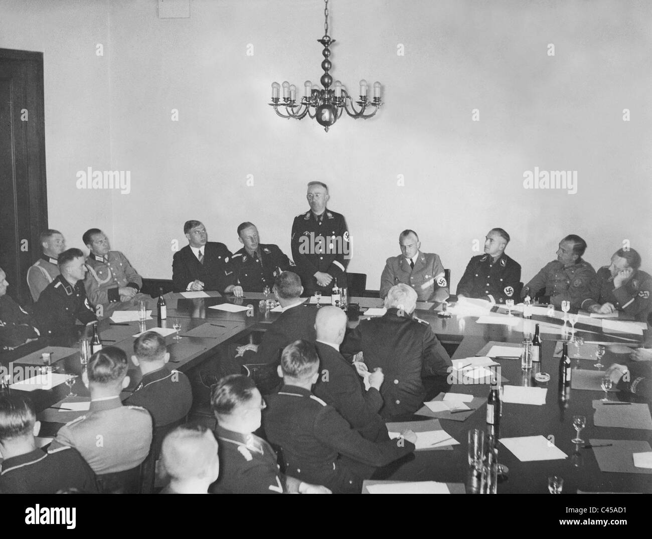 Police Law Committee with Himmler, Stuckardt, Heydrich, Himmler, Frank, Best, Daluege, Helldorf Stock Photo