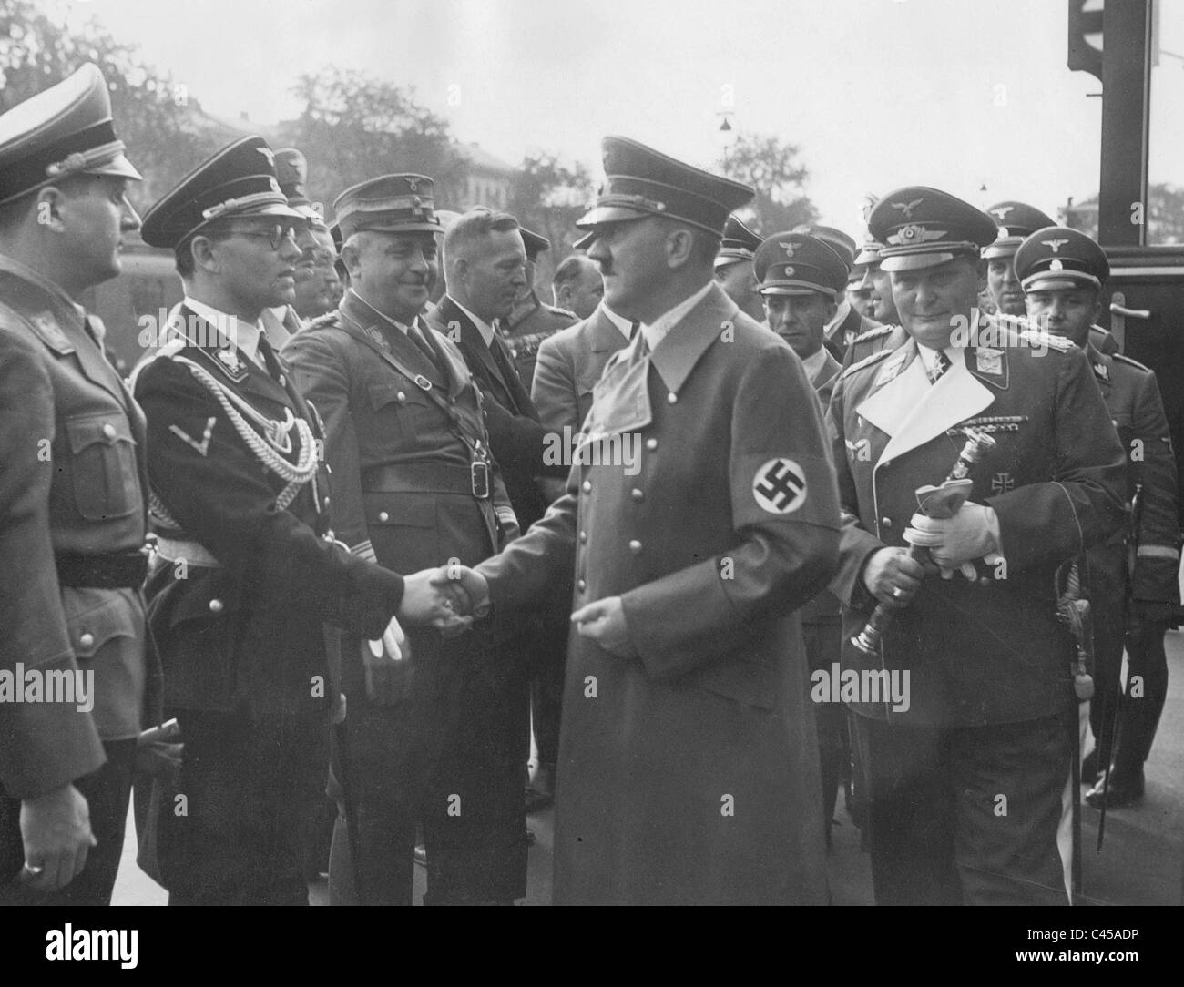 Baldur von Schirach, Philipp Bouhler, Adolf Hitler, Joseph Goebbels, Hermann Goering, 1938 Stock Photo