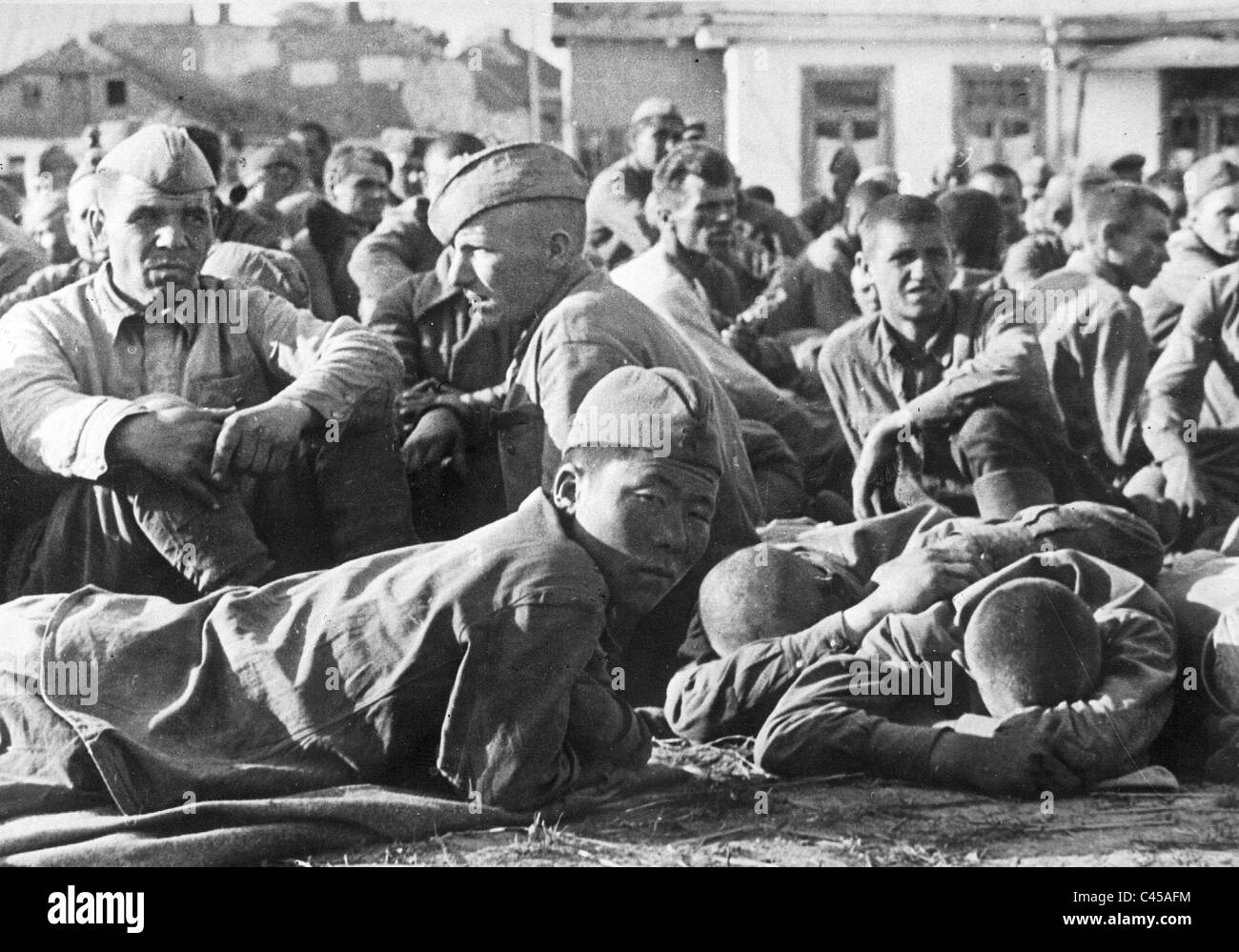 Russian prisoners at a collection point on the Eastern front, 1941