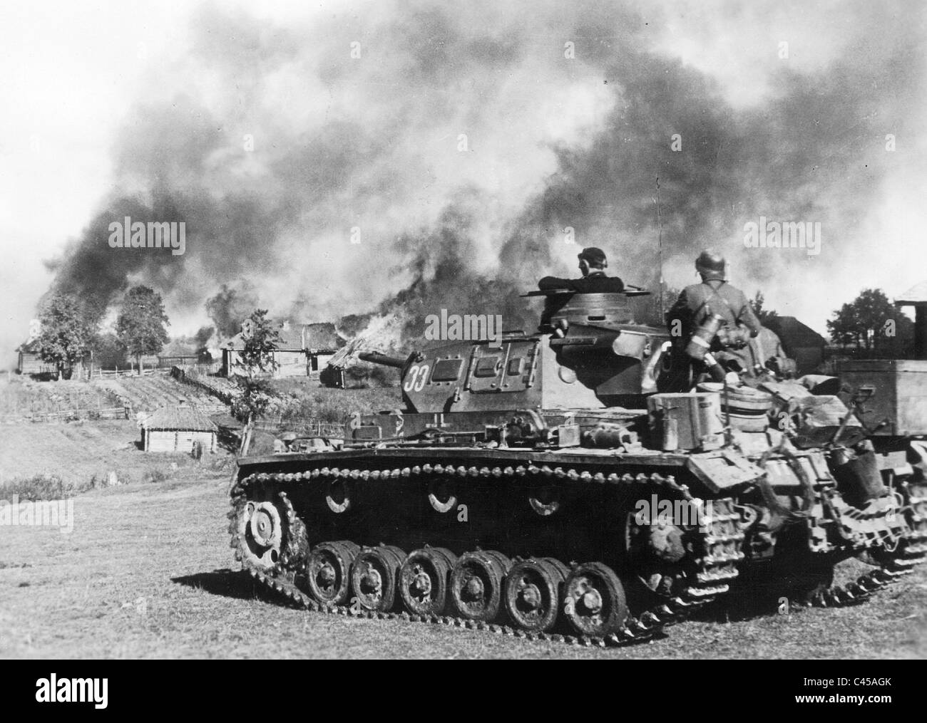 German Panzer III during combat in the battle of Vyazma and Briansk, 1941 Stock Photo