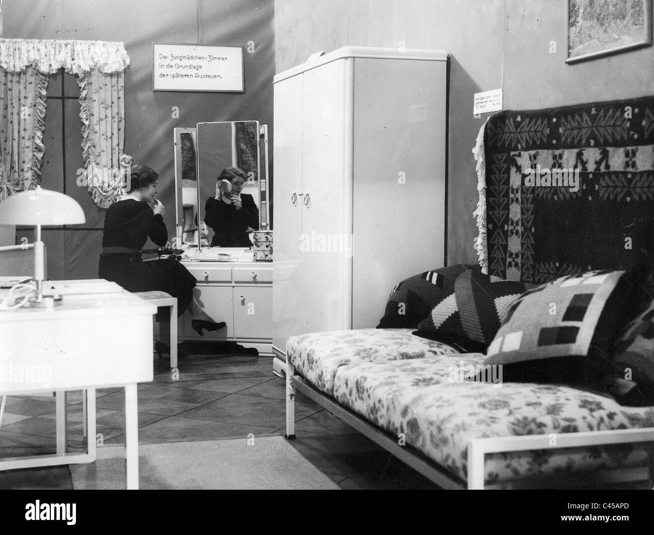 Bedroom from an exhibition, 1936 Stock Photo