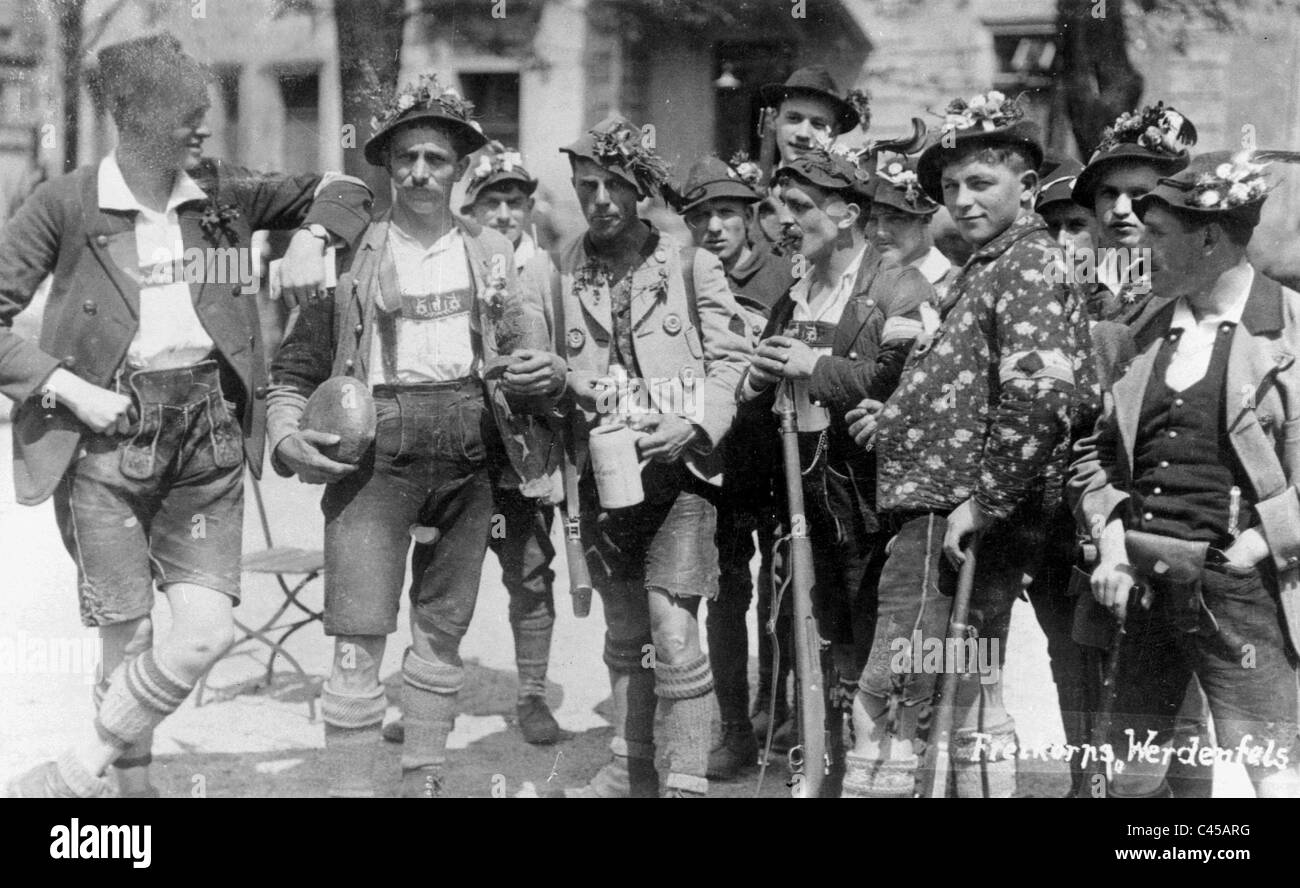 The 'Volunteer Corps of Werdenfels' after the entry into Munich, 1919 Stock Photo