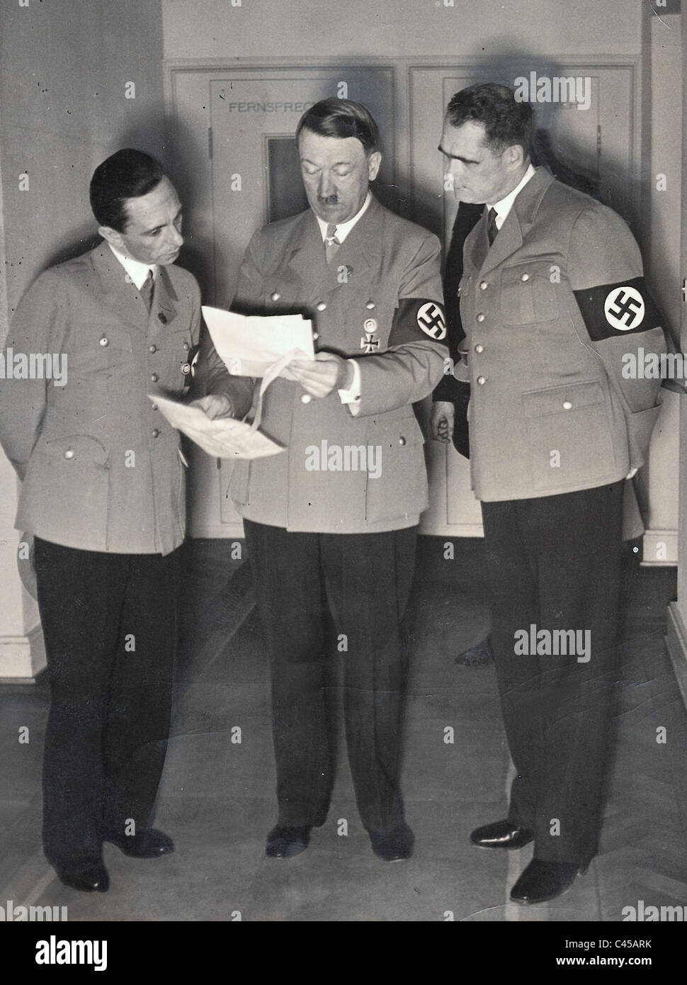 Goebbels, Hitler, Hess, 1938 Stock Photo