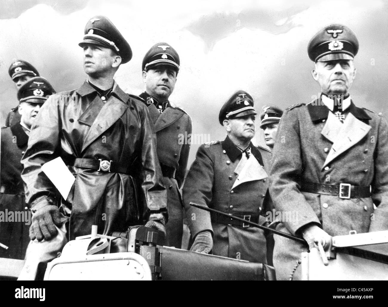 Gerd von Rundstedt, Sepp Dietrich, Franz Witt and Kurt Meyer, 1944 Stock Photo