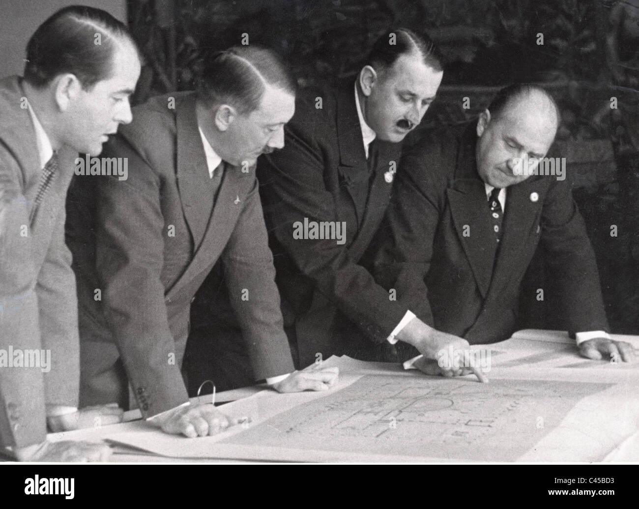 Hitler with Speer and Esser Stock Photo