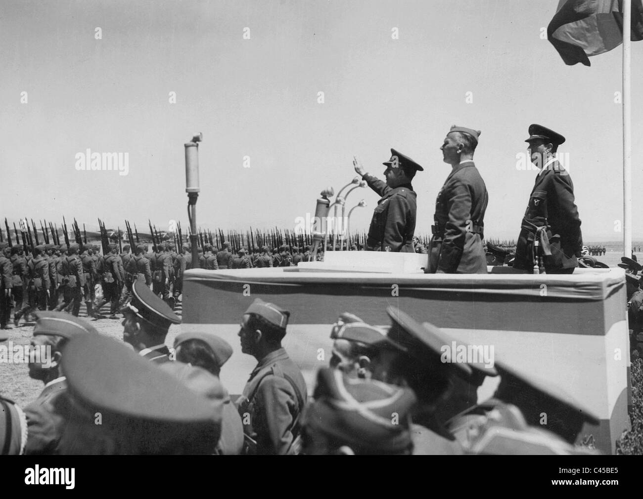 Francisco Franco with Baron Wolfram von Richthofen and General Kind Stock Photo
