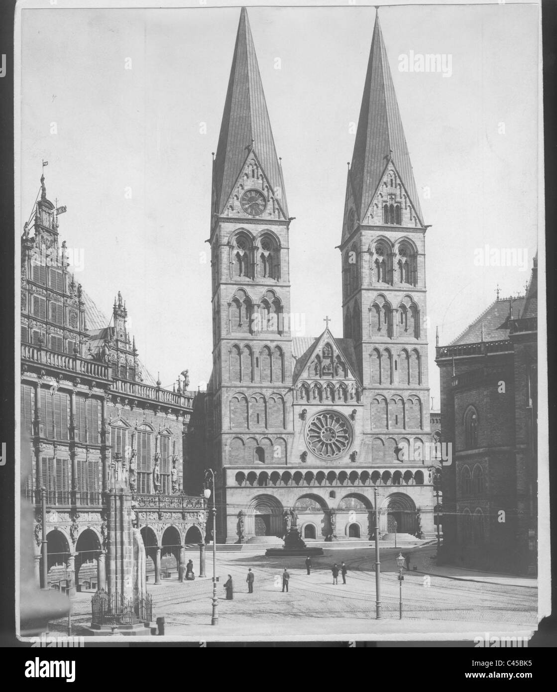 City Hall and Cathedral in Bremen, 1912 Stock Photo