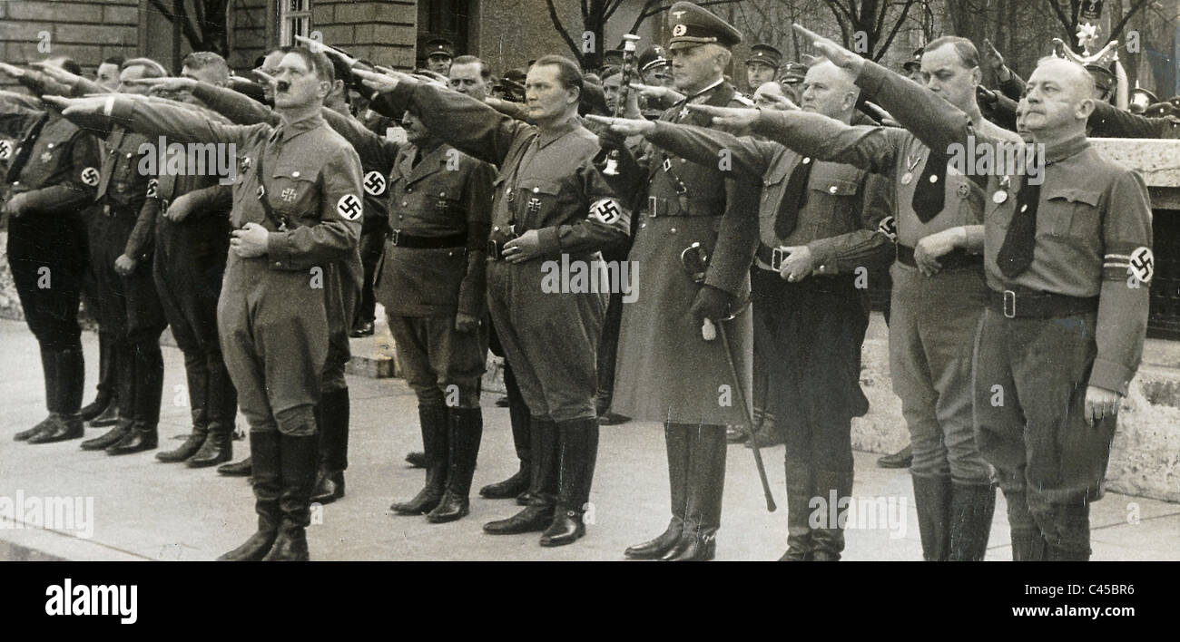 Hitler with Old Fighters Stock Photo