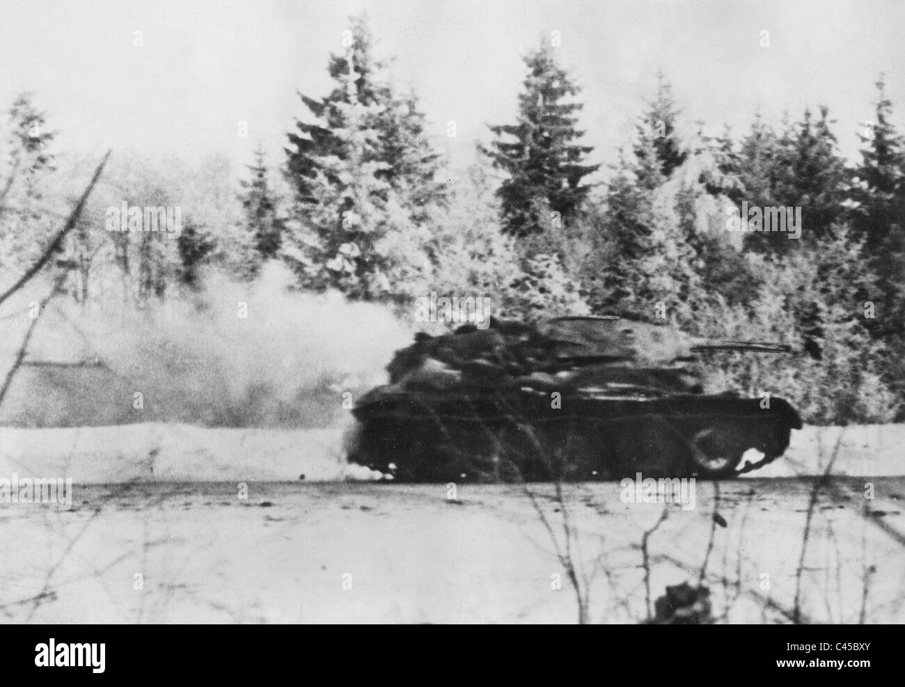 Fleeing Soviet tank, 1941 Stock Photo