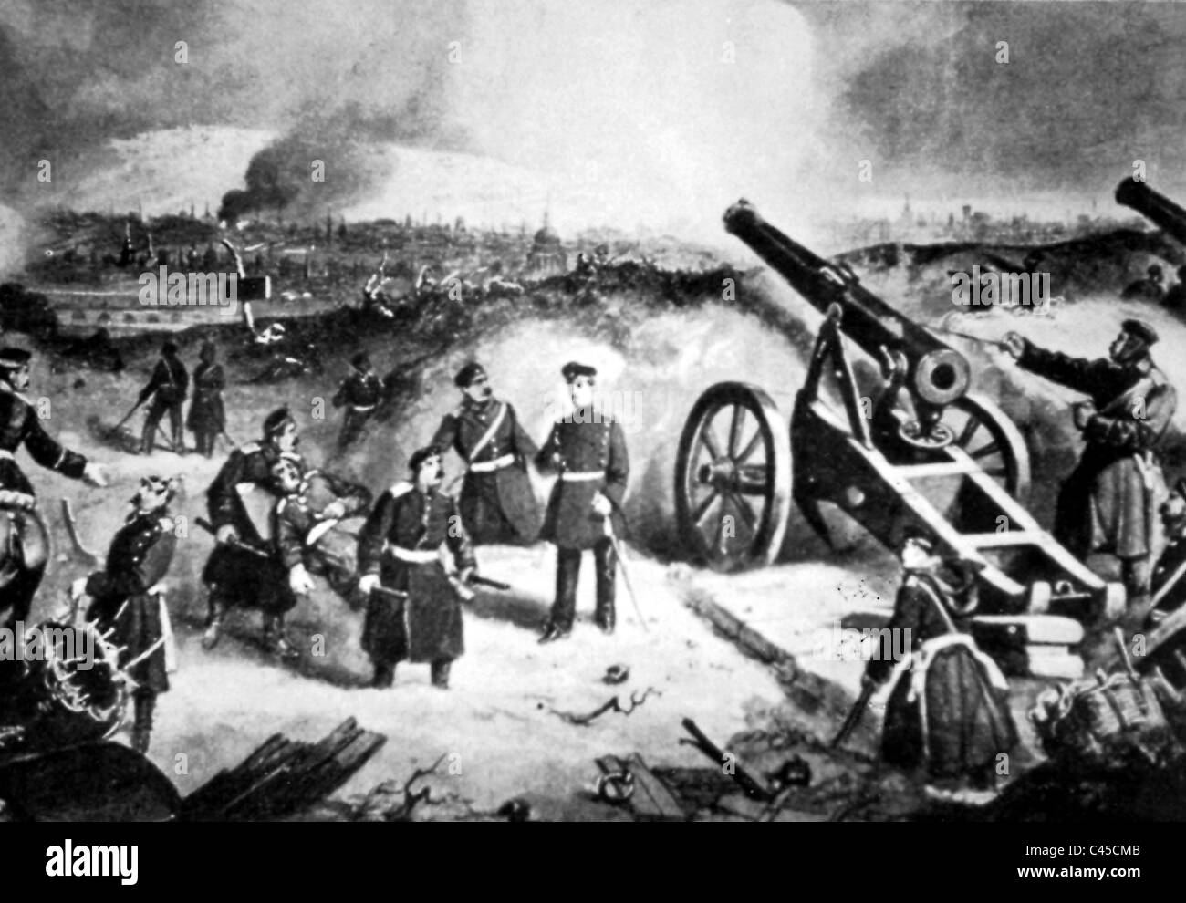 Prussian artillery during the siege of Paris 1871 Stock Photo