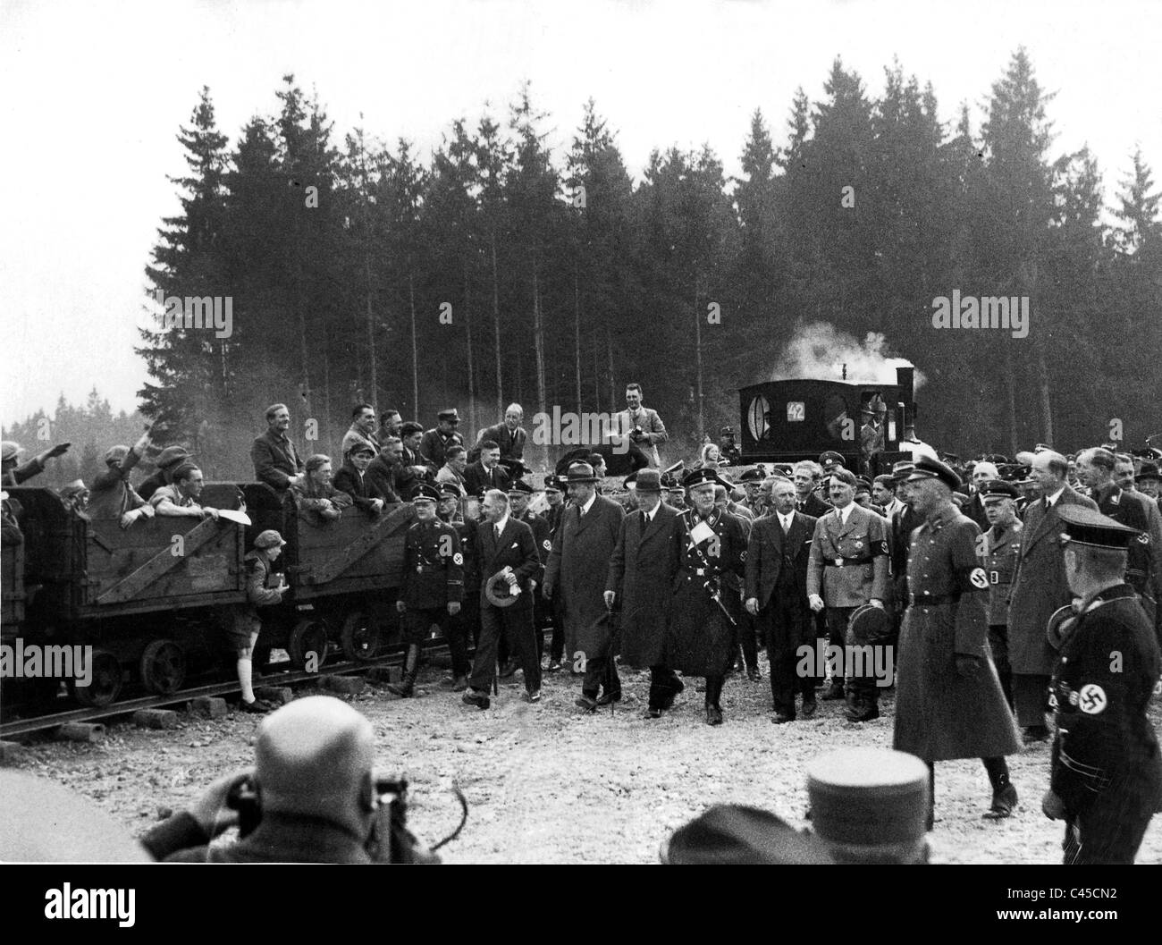 Hitler at Motorway building site in Unterhaching Stock Photo