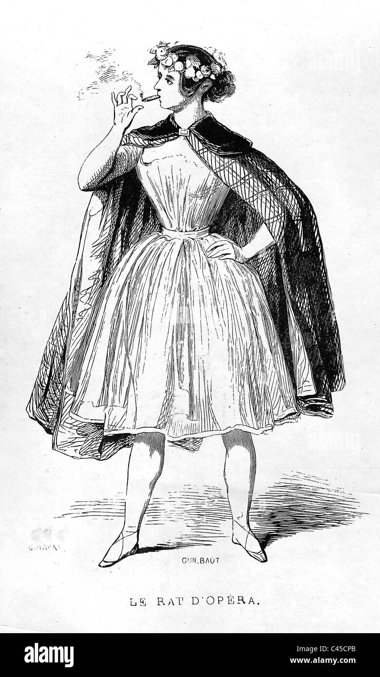 Smoking woman, 19 Century Stock Photo