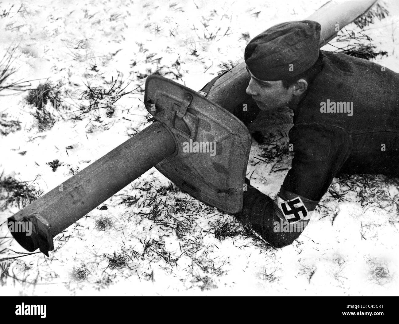 Hitler Youth with 'bazooka', 1945 Stock Photo