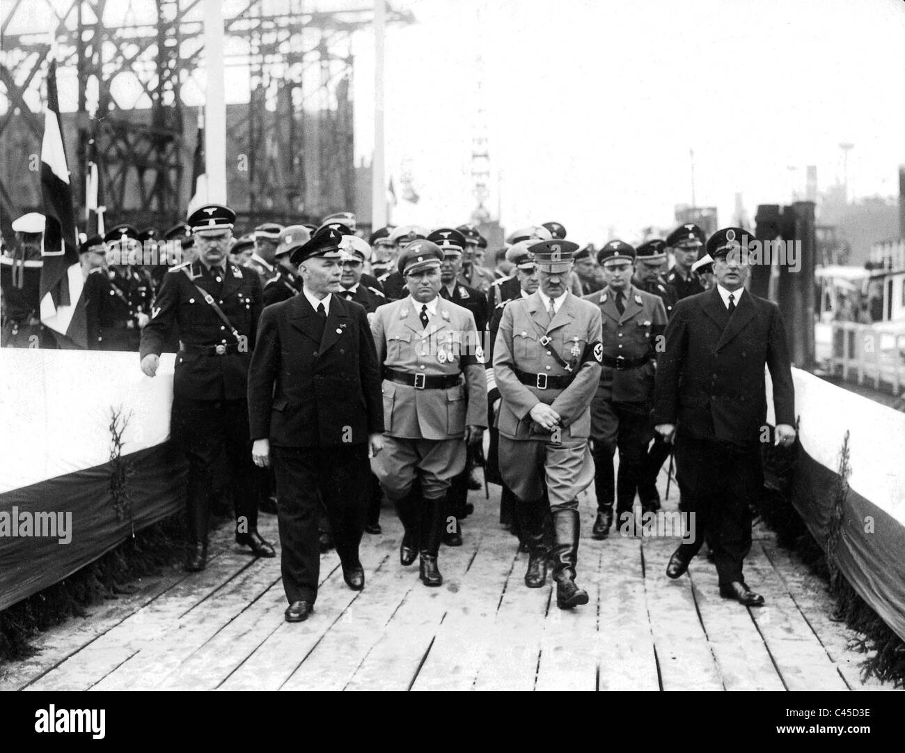 Hitler, Ley, Kaufmann at visit in Hamburg Stock Photo