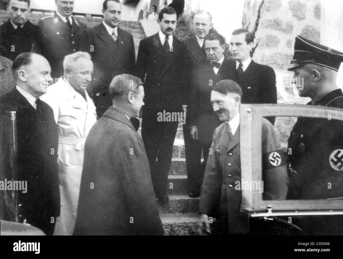 Schmidt, Ley, Duke of Windsor visiting Hitler Stock Photo