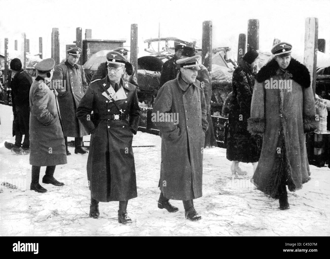 Arthur Seyss-Inquart (left) at the German-Soviet demarcation line Stock Photo