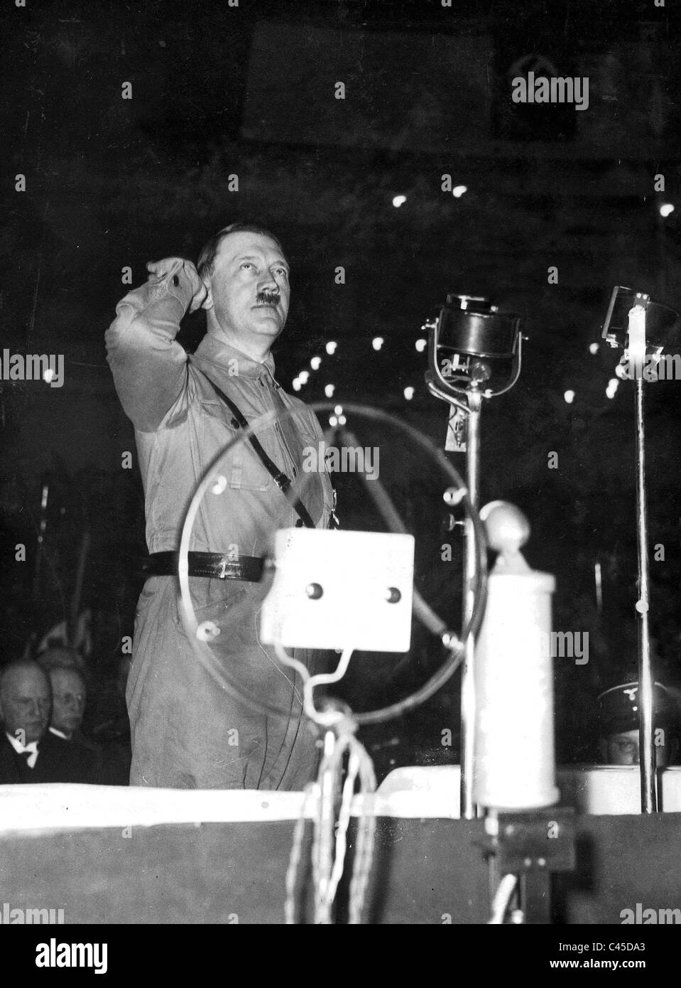 Hitler greets party members after a speech Stock Photo