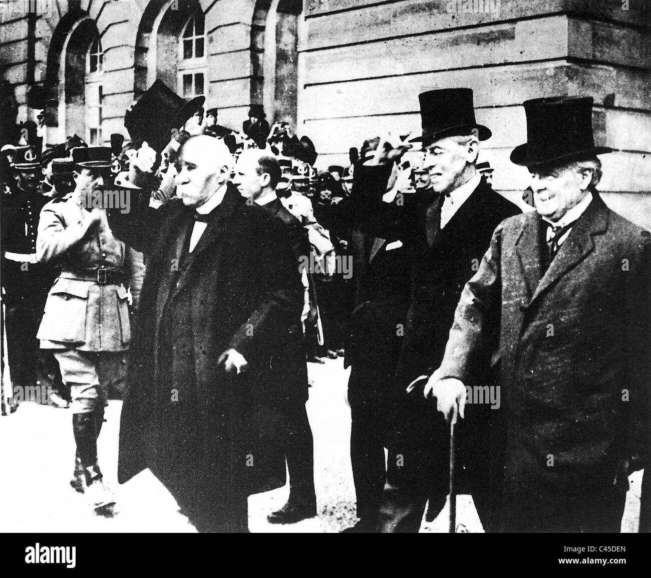 Clemenceau, Wilson, George after the signing of the Peace Treaty of Versailles Stock Photo