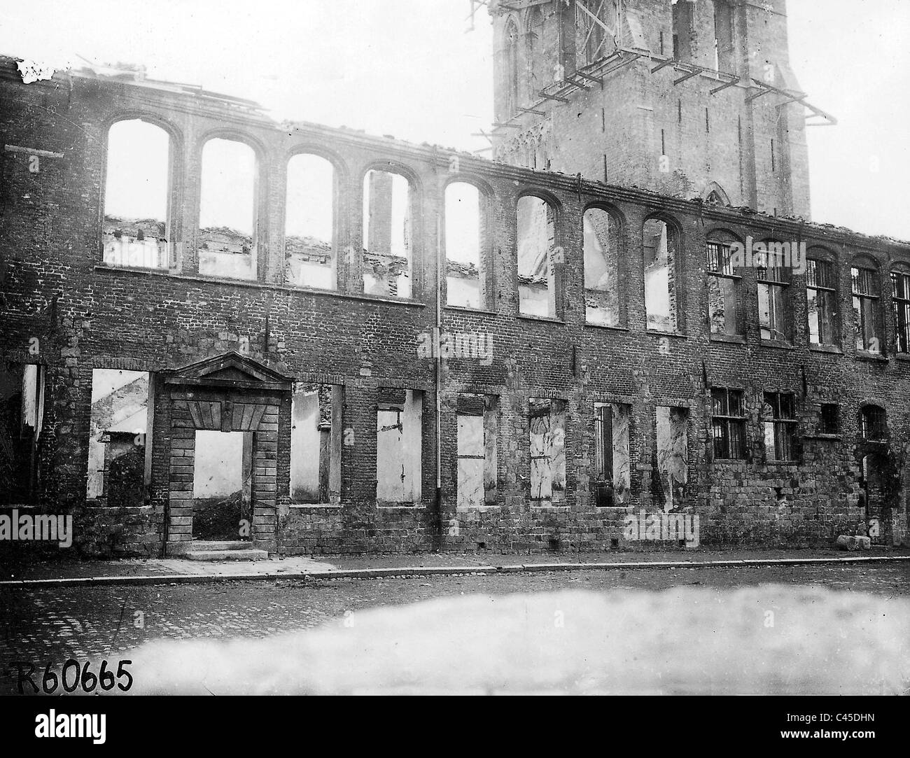 Ruined Cathedral in Ypres Stock Photo
