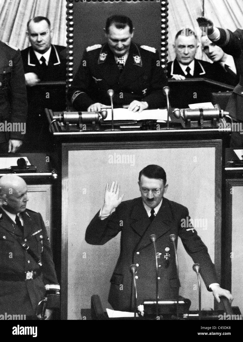 Goering, Hitler Lammers at Reichstag speech in 1939 Stock Photo