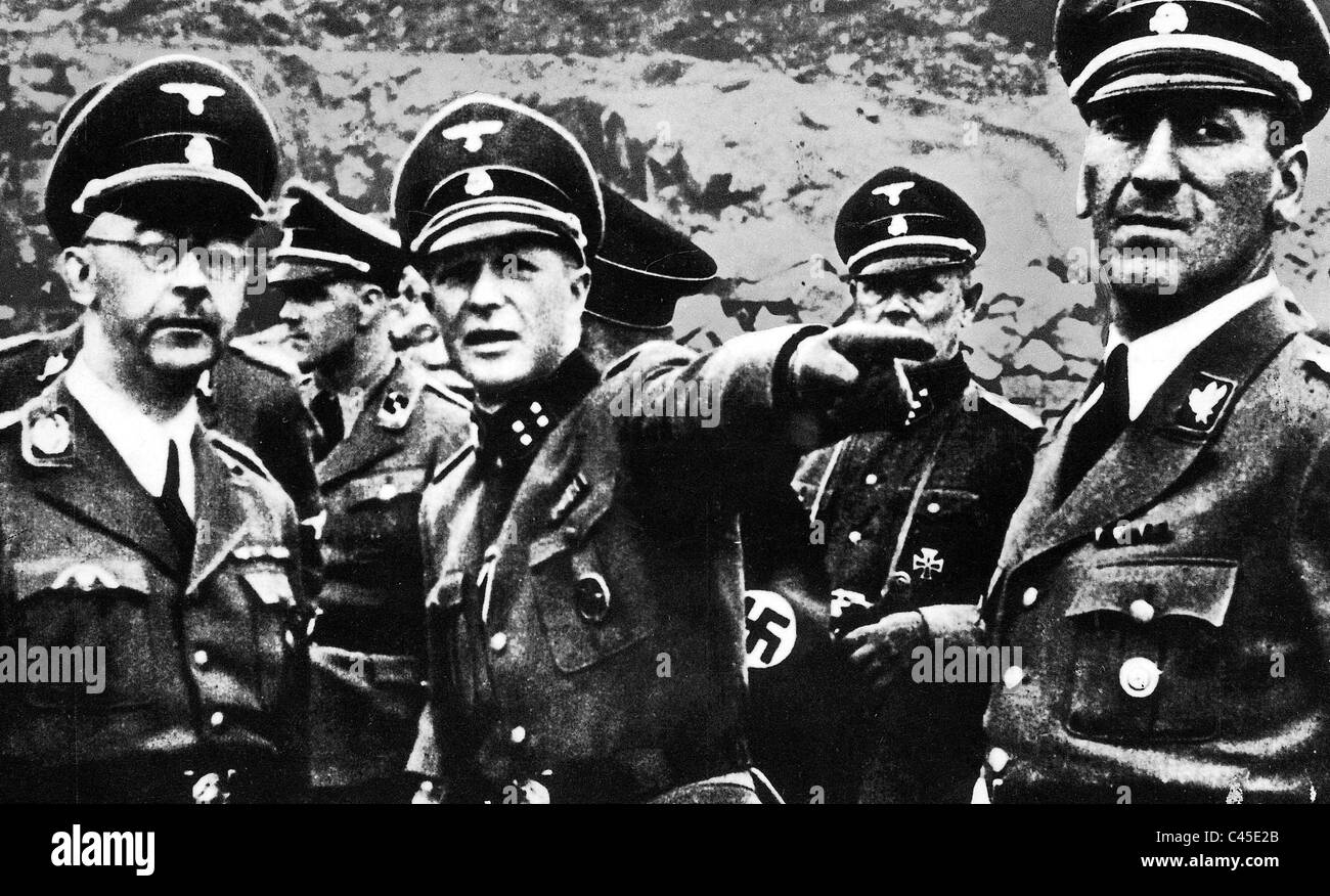 Himmler, Ziereis, Kaltenbrunner in the Mauthausen camp Stock Photo