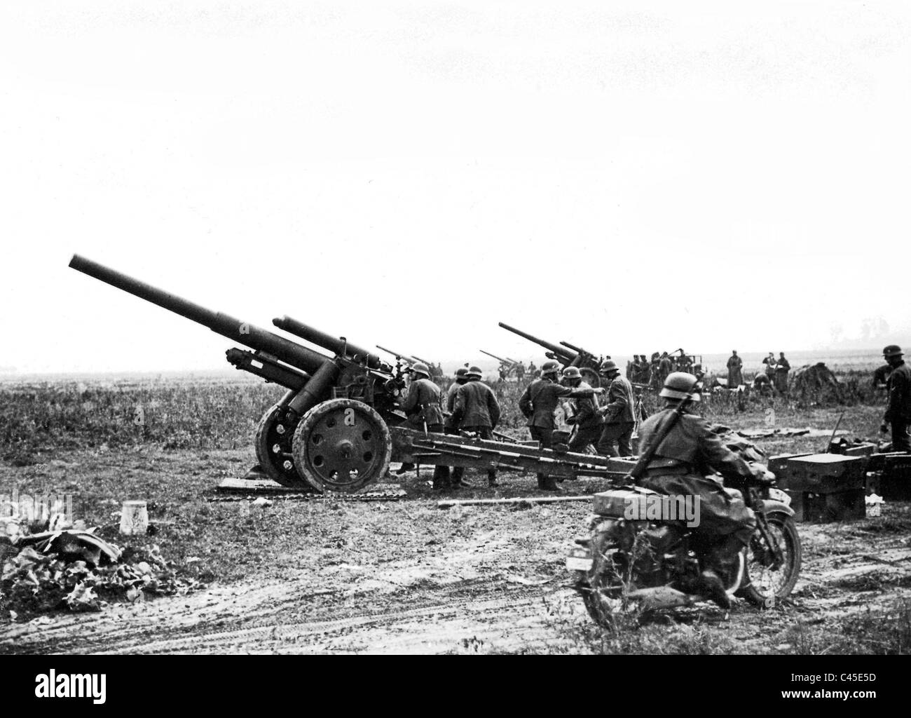 Heavy field howitzer batteries 15cm Stock Photo