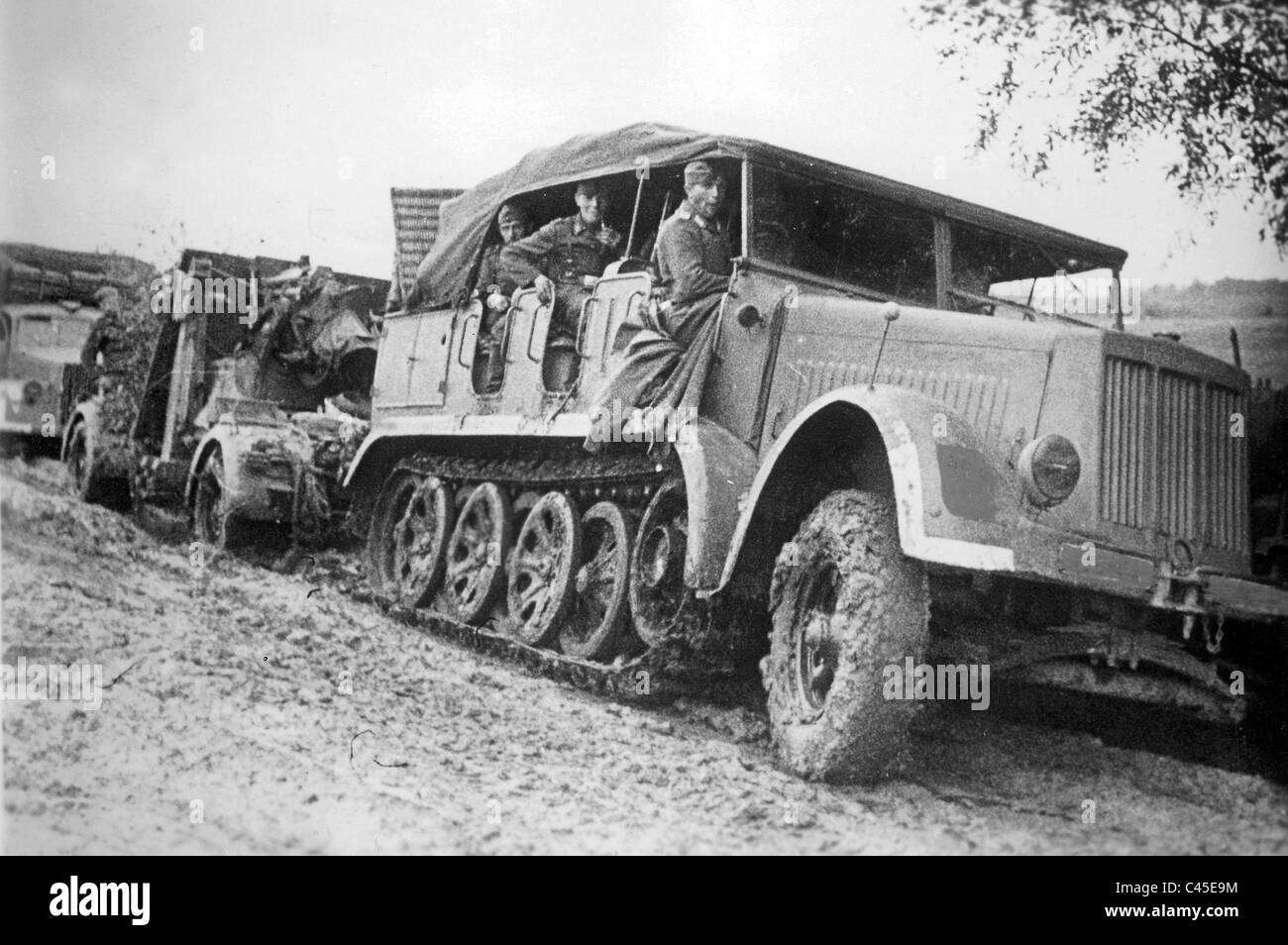German artillery tractor with an 8.8 cm Flak, 1941 Stock Photo