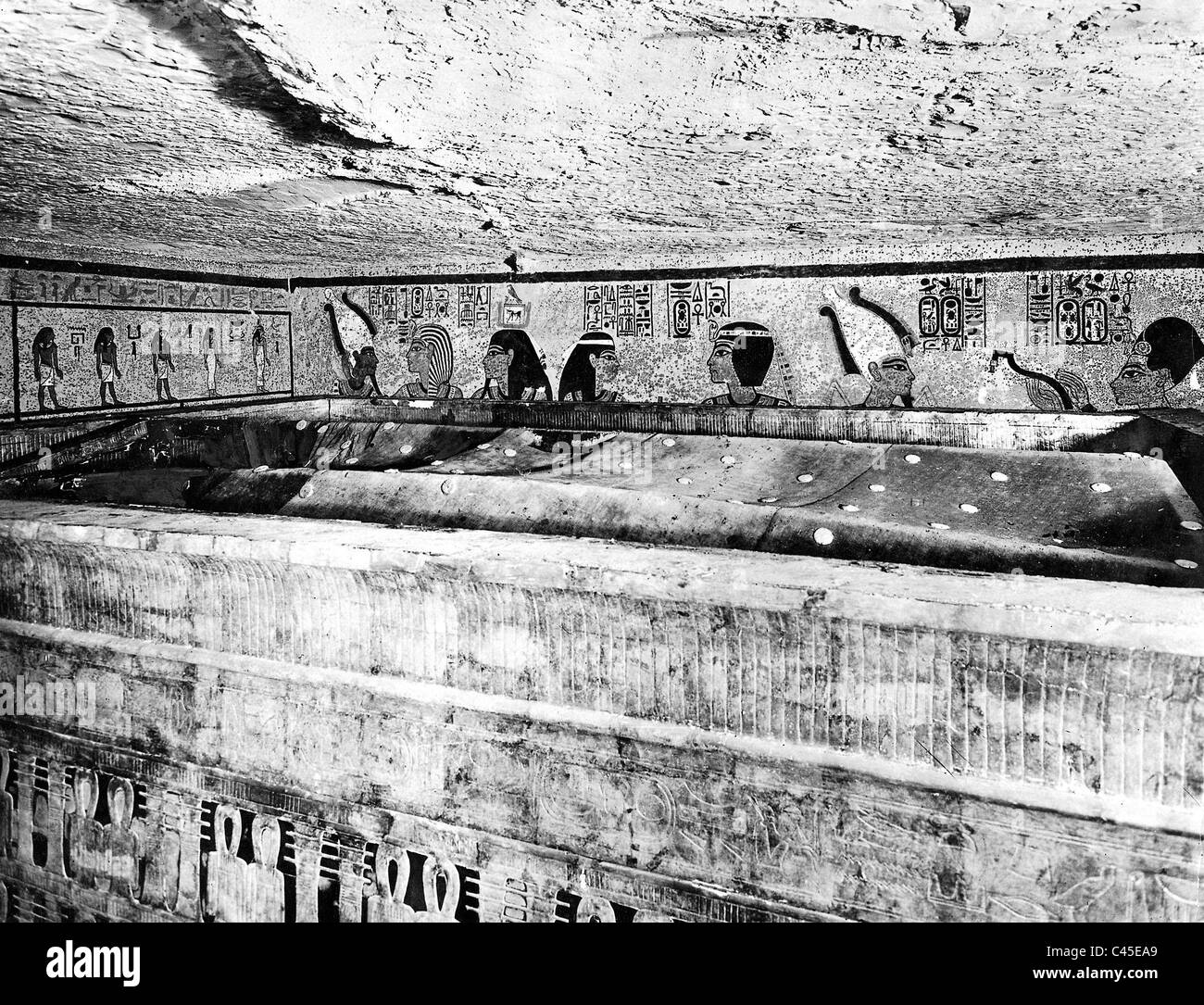 Sarcophagus of Tutankhamen after it's opening, 1922 Stock Photo