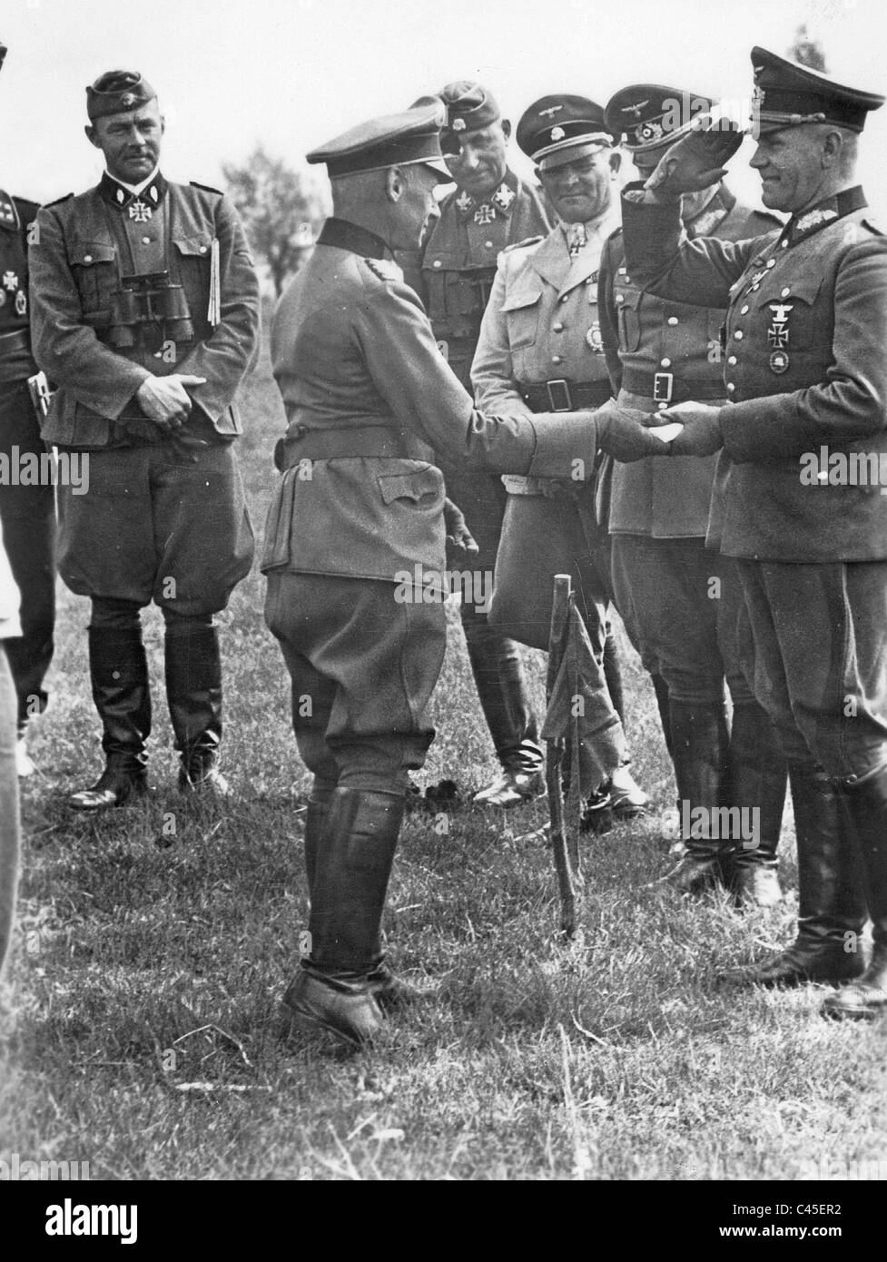 Lending the Knight's Cross to Wolf-Guenther Trierenberg, 1943 Stock Photo