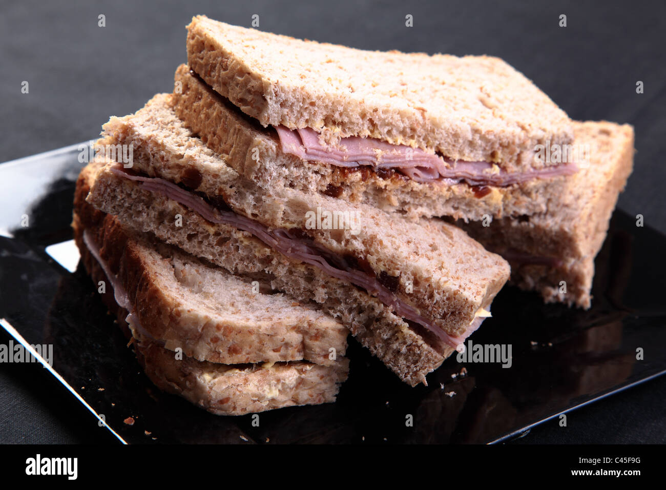 ham and pickle sandwiches on wholewheat brown bread Stock Photo Alamy