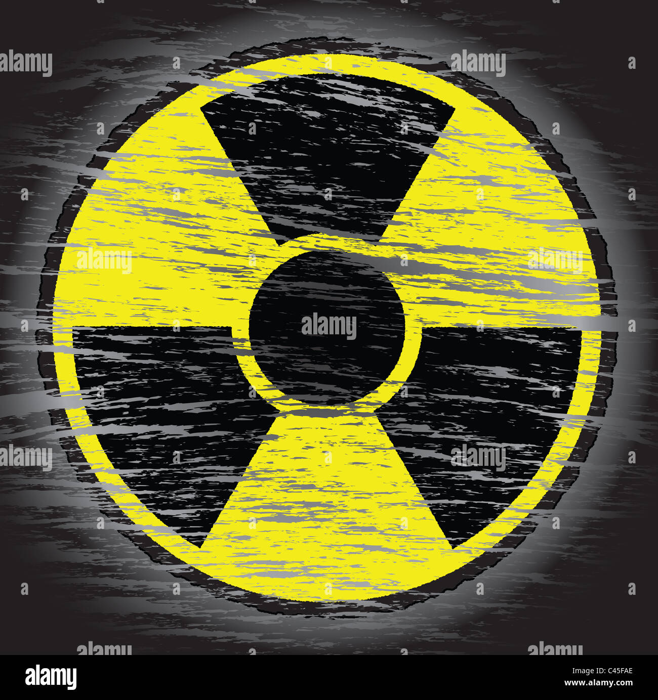Nuclear Danger Sign in old wear out style Stock Photo