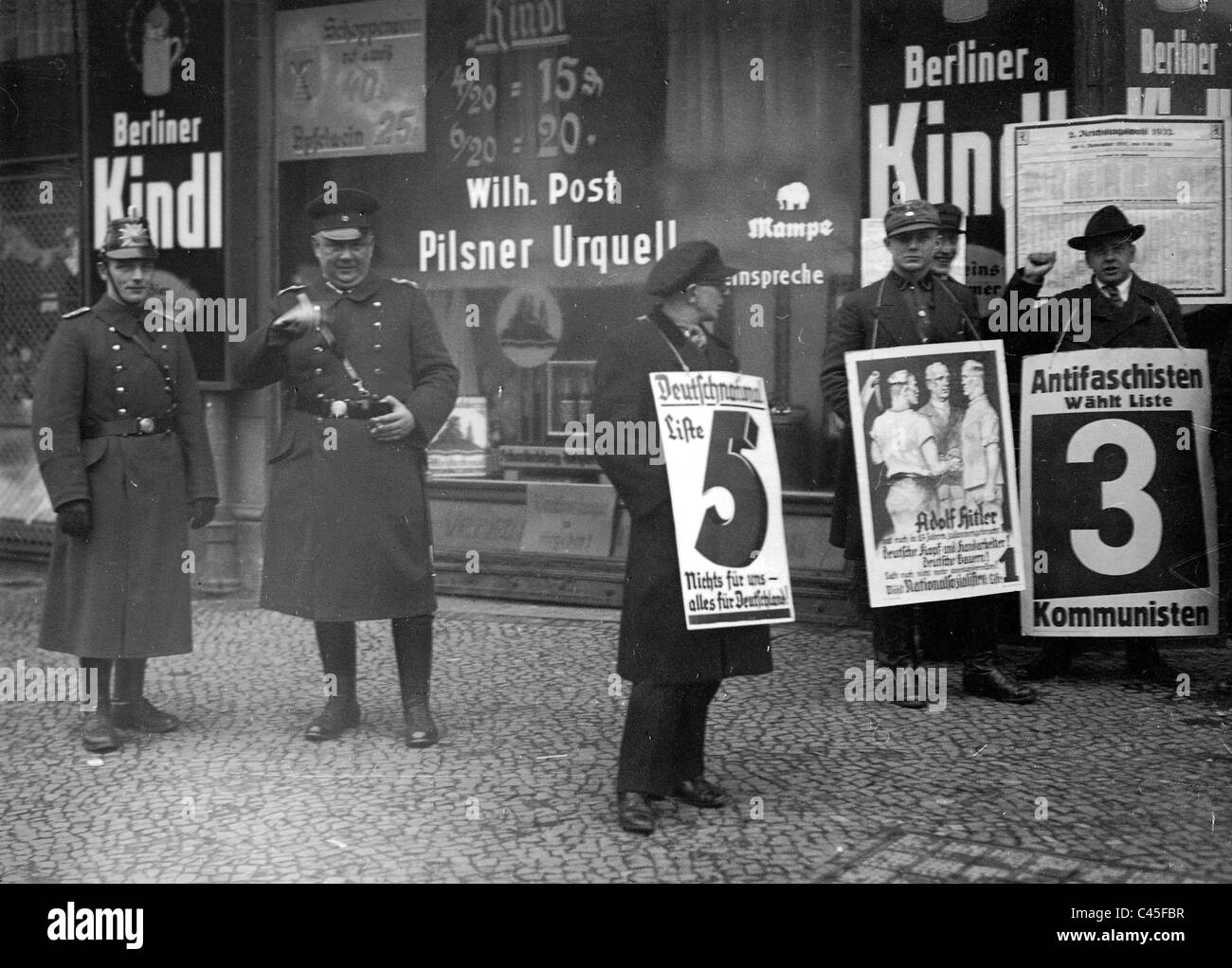 Electoral advertisements in Reichstag election. 1932 Stock Photo, Royalty Free Image: 37001211 ...