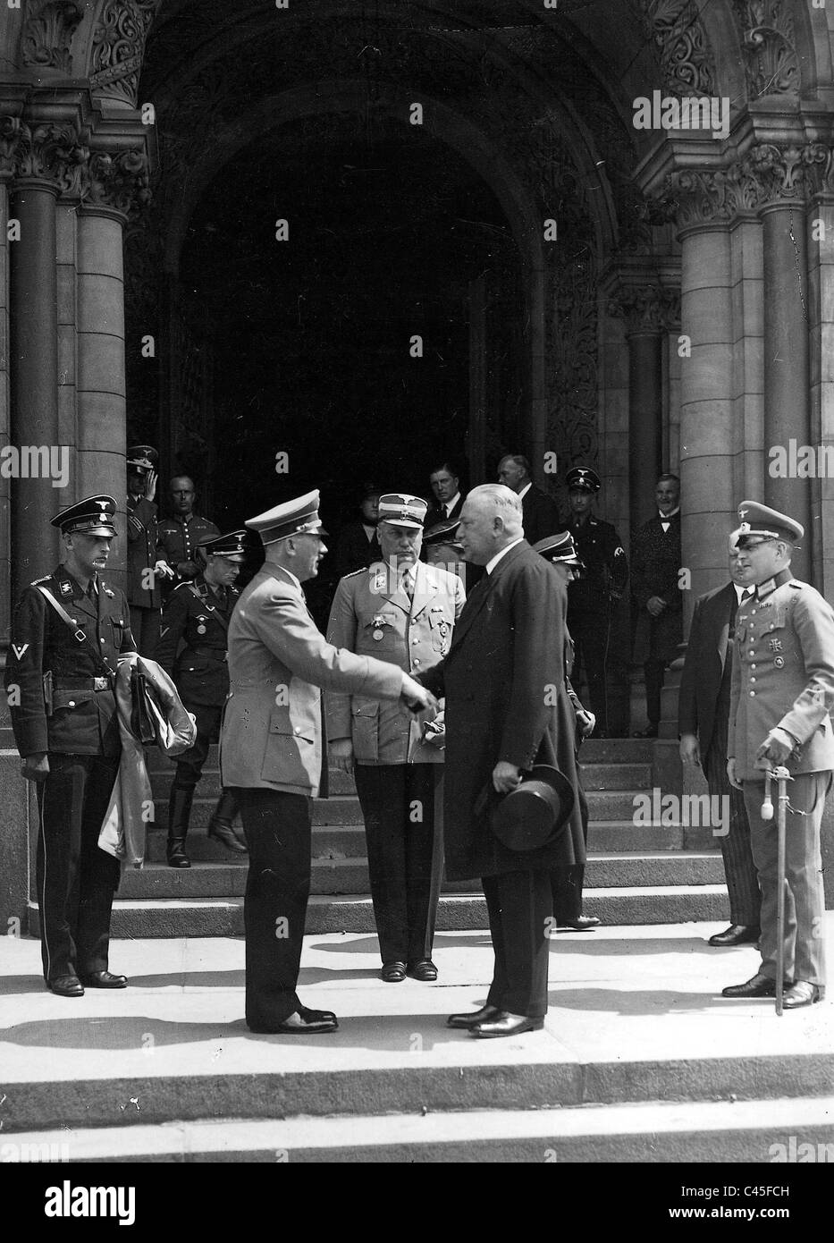 Hitler and Neurath at the memorial service for von Buelow Stock Photo