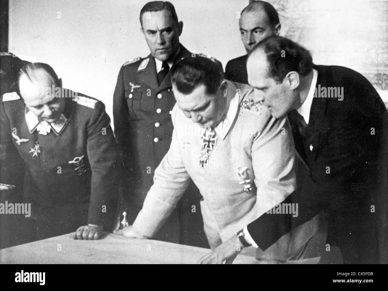 Udet, Bodenschatz, Goering with Willy Messerschmitt Stock Photo
