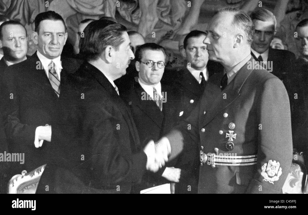 Ribbentrop congratulates the Yugoslavian Prime Minister on the occasion of Yugoslavia joining the Tripartite Pact Stock Photo