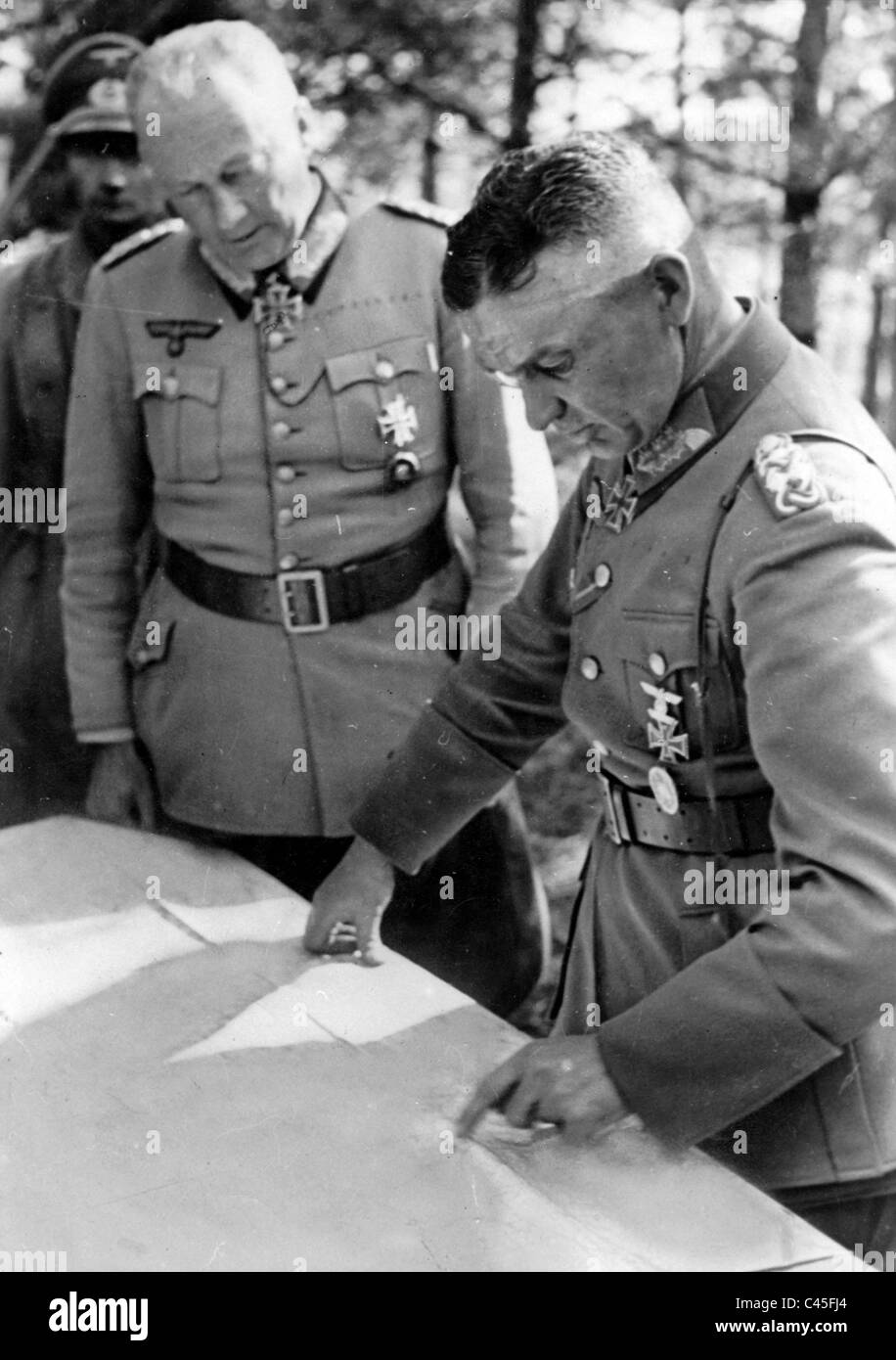 Hans Guenter von Kluge and Walter Model during the tank battle of Kursk, 1943 Stock Photo