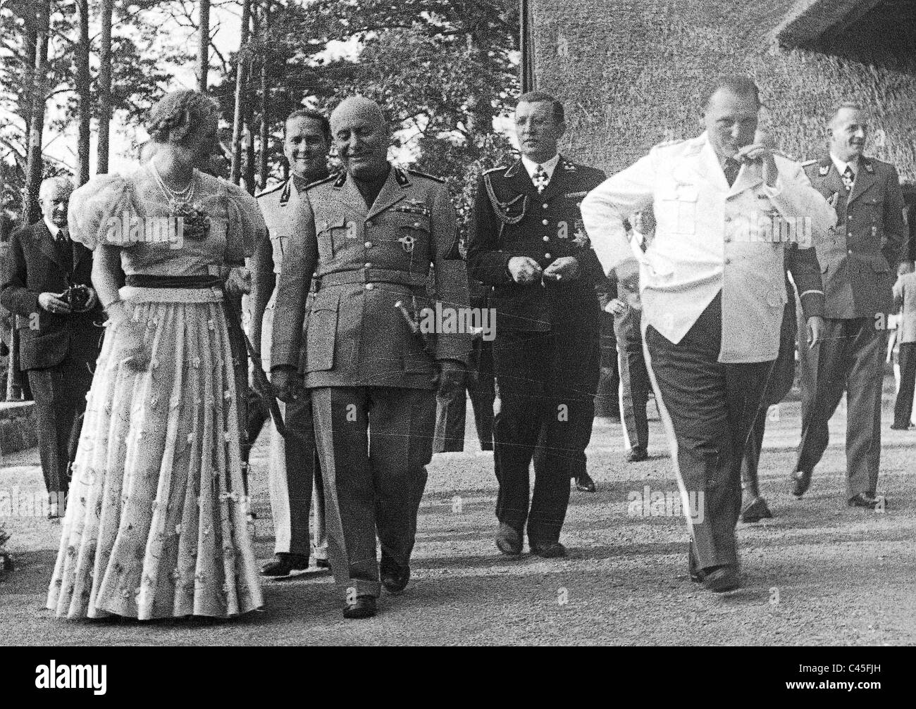 Mussolini with Goering at Karinhall Stock Photo