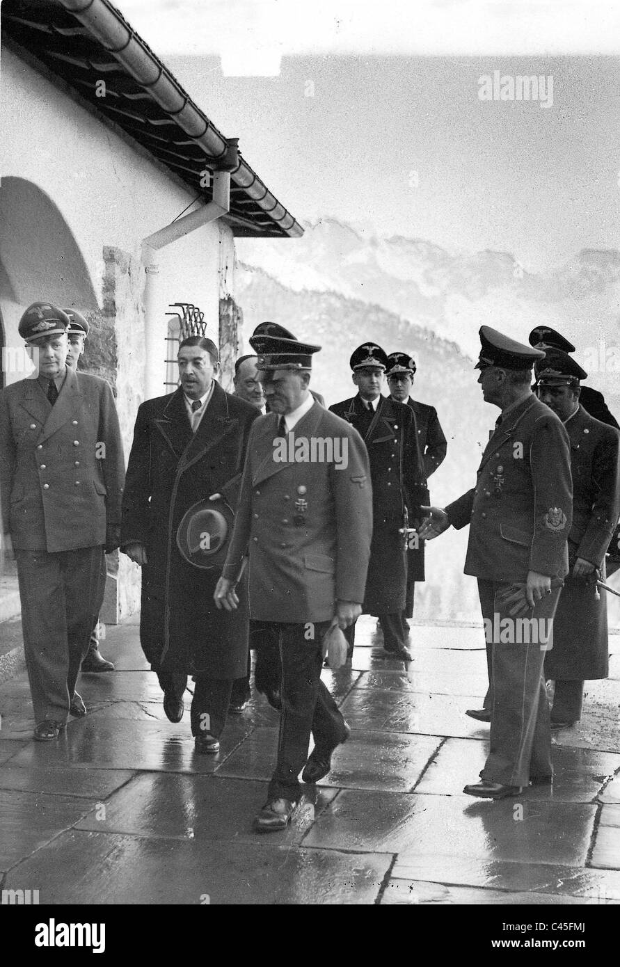 Dragisa Cvetcovic and Markovic with Hitler at Berghof Stock Photo