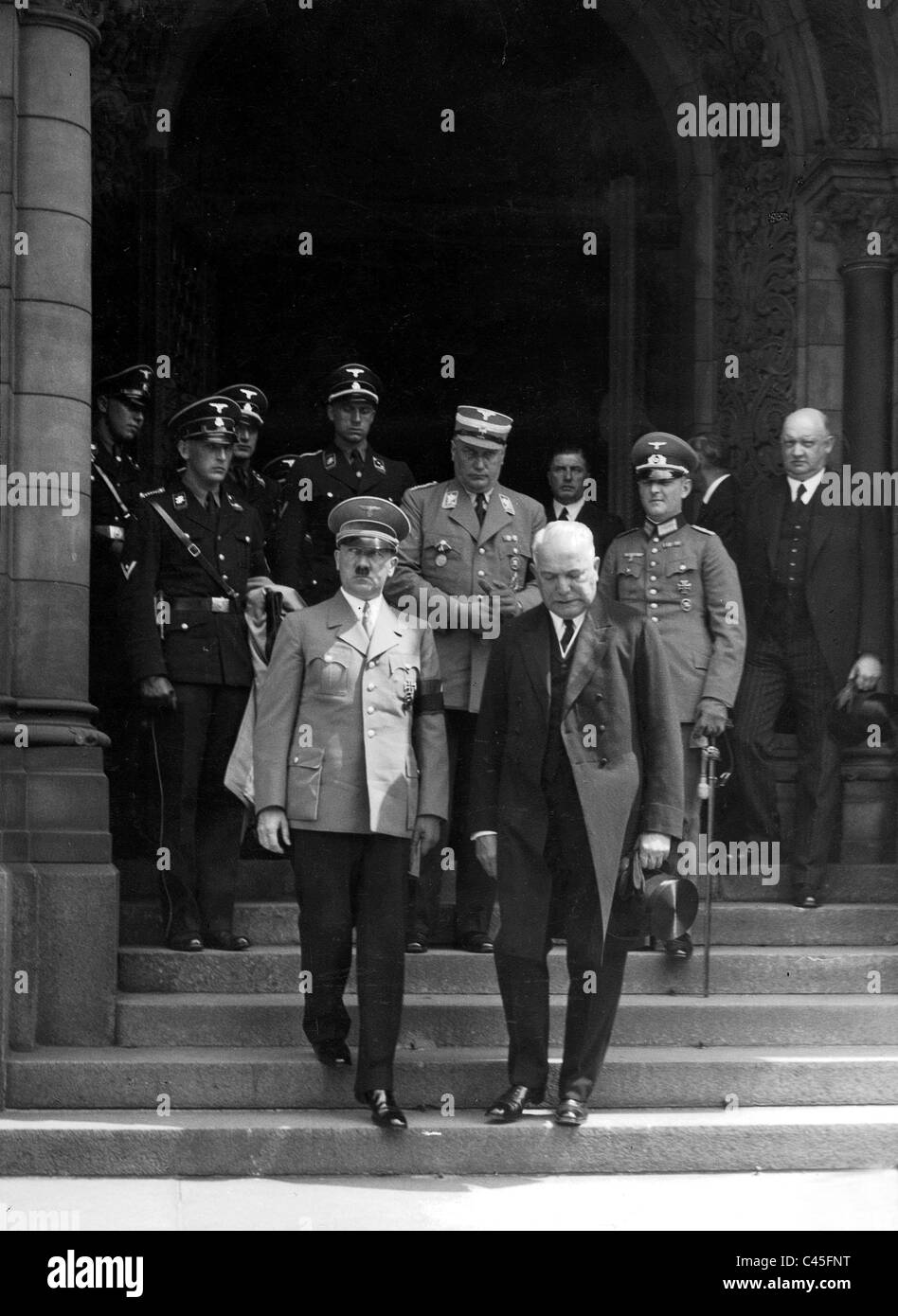 Hitler with von Neurath after the memorial service for von Buelow Stock Photo