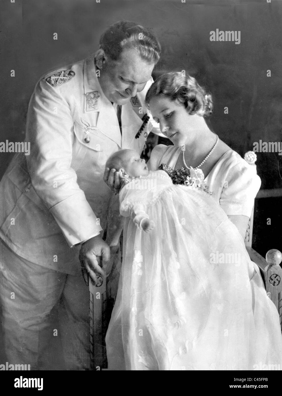 Hermann and Emmy Goering at the baptism of their daughter Edda on November 4, 1938 Stock Photo