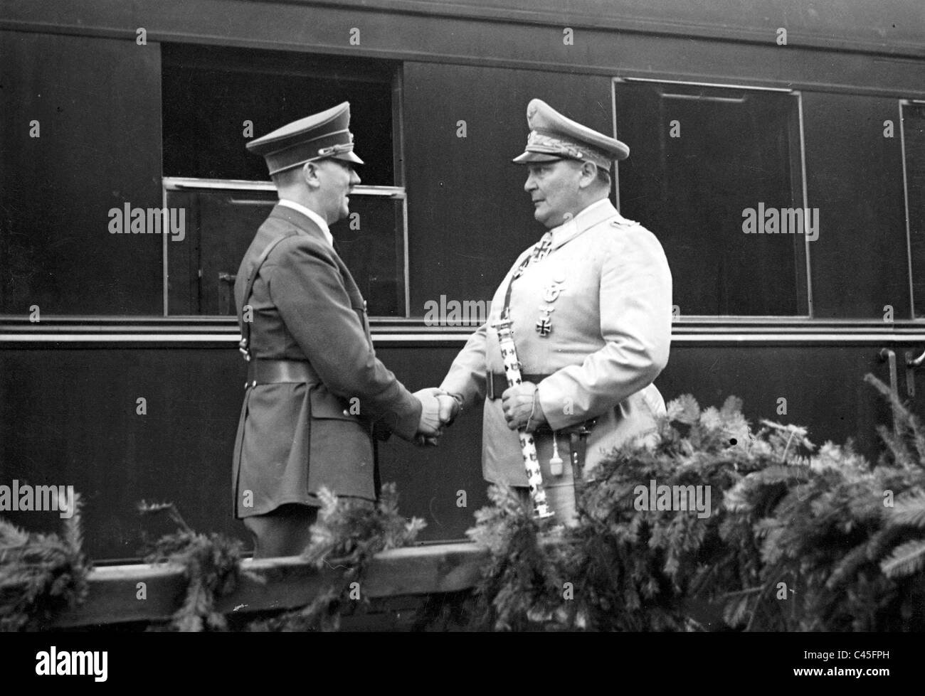 Goering congratulates Hitler on his 52nd birthday Stock Photo